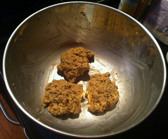 This is what the seitan dough looks like after the two rounds of kneading.