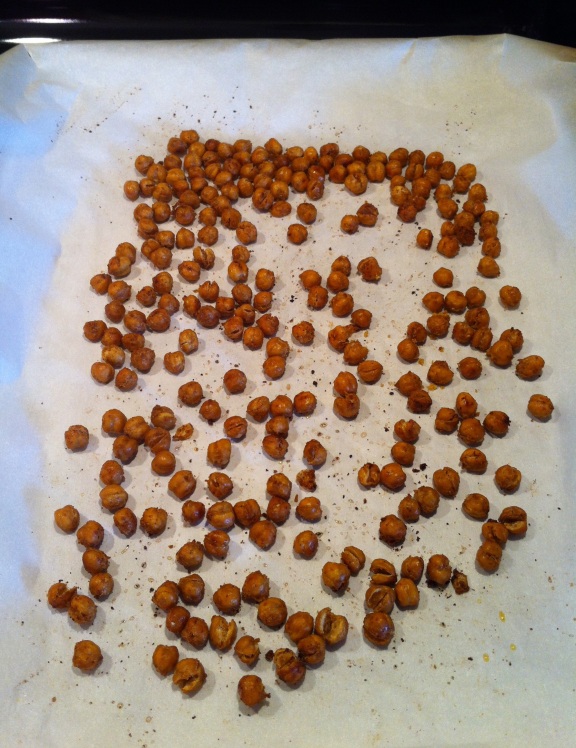 The chickpeas, after baking.